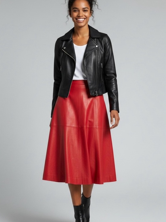 Vintage Dresses & Skirts - Red Hot Quality Leather Skirt, SZ 14
